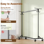 Hoctieon Z Clothes Rack with Cover, Metal Heavy Duty Clothing Rack, Rolling Garment Rack with Wheels, with Dustproof Cover Waterproof Protector, with 2 Durable Zippers, for Hanging Clothes, Black