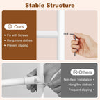 Hoctieon Double Rod Clothes Racks with Z-Base, Adjustable Clothing Rack, Standing Clothes Rack, Metal Clothing Racks for Hanging Clothes, Rolling Garment Rack, White