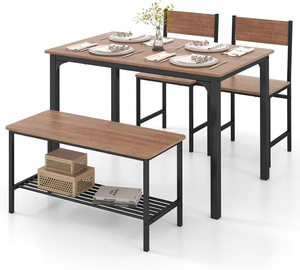 GOFLAME 4-Piece Dining Table Set for 4, Industrial Kitchen Table with 2 Chair...