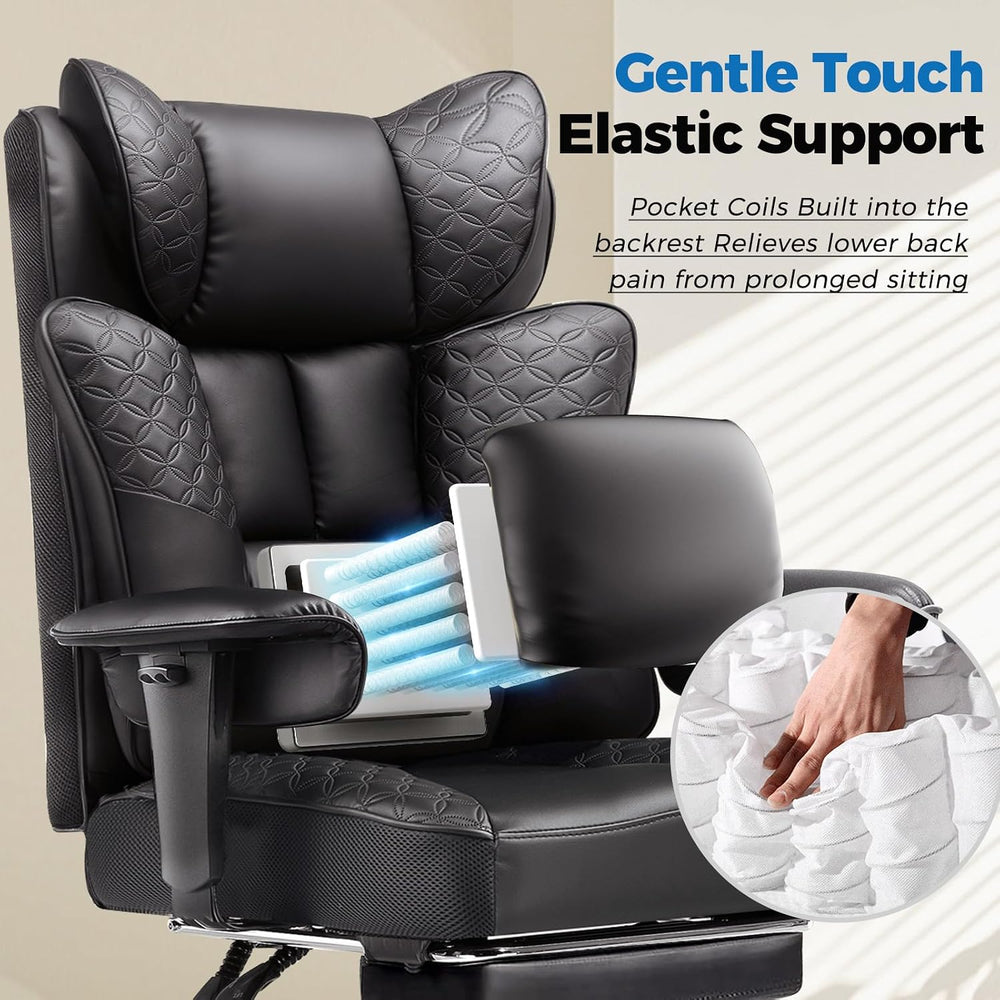 COMHOMA Big and Tall Gaming Chair with Footrest Ergonomic Office Chair