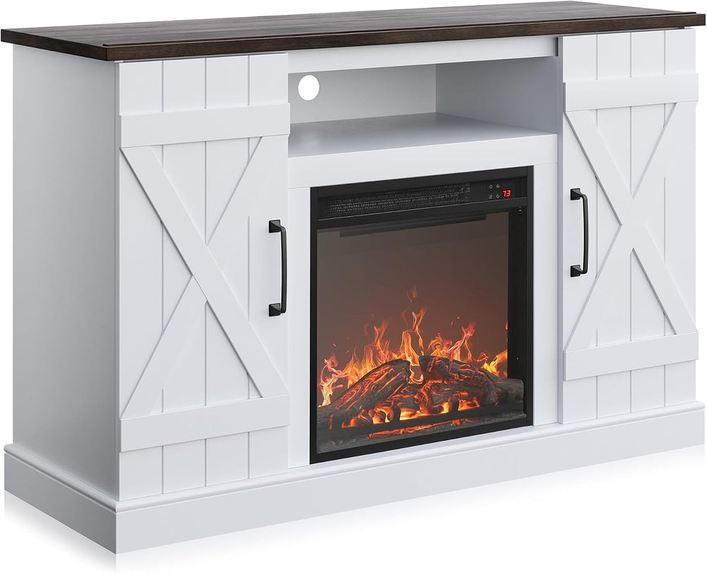 BELLEZE 47" TV Stand with 18" Electric Fireplace Heater & Media...