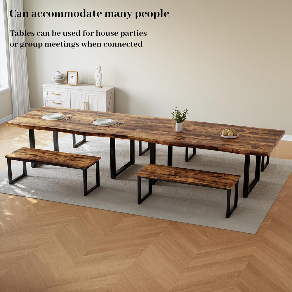 HIPIHOM 63" Dining Table with 2 Benches, Modern Kitchen Table and Chairs...