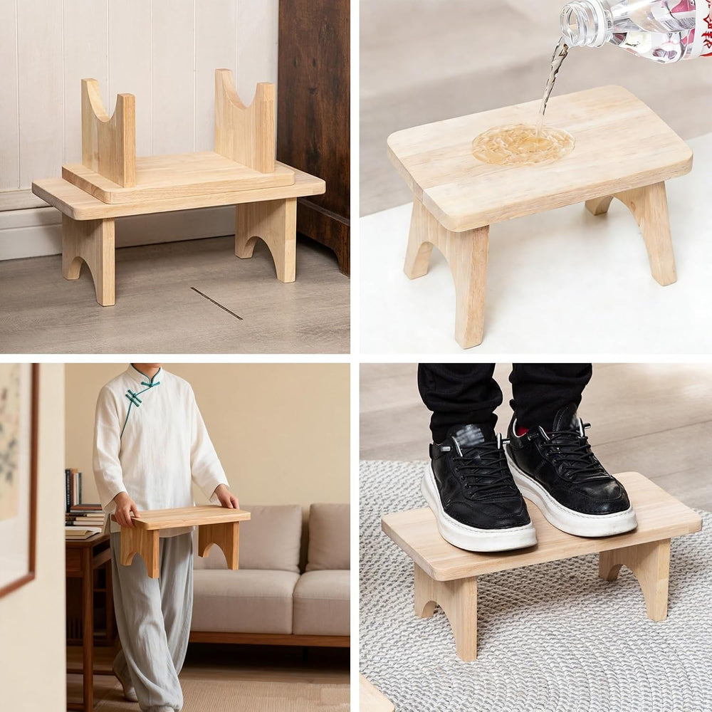 10'' 12'' 16'' Wooden Step Stool for Adults, Natural ...