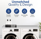 OfficeSimpli Washer Dryer Countertop, Made in USA, Non-Slip Pads, Easy Clean, Laundry Room Essentials and Decor, Washer Dryer Wood Top for Organization (Glacier White, Standard (27.5" x 54"))