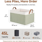 StorageWorks Storage Bins, Fabric Storage Bins for Shelves, Extra Large Storage Baskets with Metal Frame, Closet Baskets and Bins with Handles, Jumbo, Green and White, 2-Pack