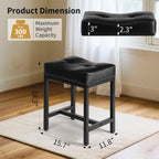 Saddle Seat Vanity Stool, Makeup Stool Chair with Metal Leg, U-Shaped Faux Leather Ottoman Foot Rest, Small Square Chairs Under Desk for Vanity, Living Room, Bedroom, Modern Makeup Bench Black