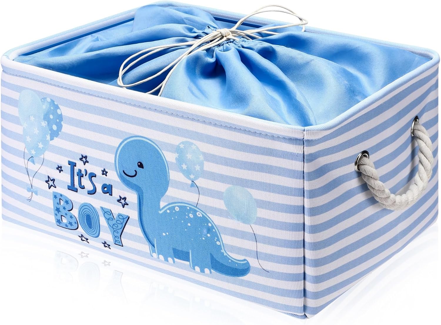 Nursery Storage Dinosaur Baby Storage Basket for Baby Shower Dinosaur Basket with Drawstring Closure 15.75 x 11.81 x 8.27 Inches Collapsible Gift Bin for Diaper Toy Nursery Room