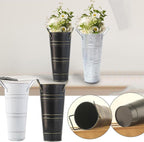 Rustic Metal Umbrella Stand Holder, Freestanding Bucket for Canes and Walking Sticks, Heavy Duty Entryway Storage Rack Floor Vase (Black)