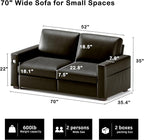 Hanherry Faux Leather 70" Sofa for Living Room, Modern Comfy Couch with Medium Firm Seat Cushion, Removable Cover,Wide Armrest,USB/Type-C Port,Couches for Small Space,Apartment