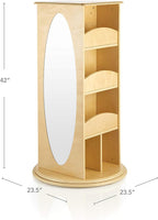 Guidecraft Rotating Dress Up Storage - Natural: Kids' Pretend Play Storage Shelves and Hangers with 2 Mirrors & Hooks - Toys and Clothes Organizer for Toddlers Playroom