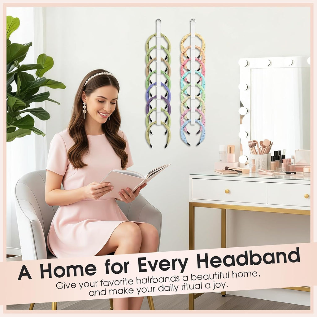 3 PCS Headband Holder Organizer for Girl，headband storage，Hanging Hairband Storage for Women，Headband organizer，White Hair Hoop Display Hair Accessories Organizer Bedroom College Dorm Decor ﻿