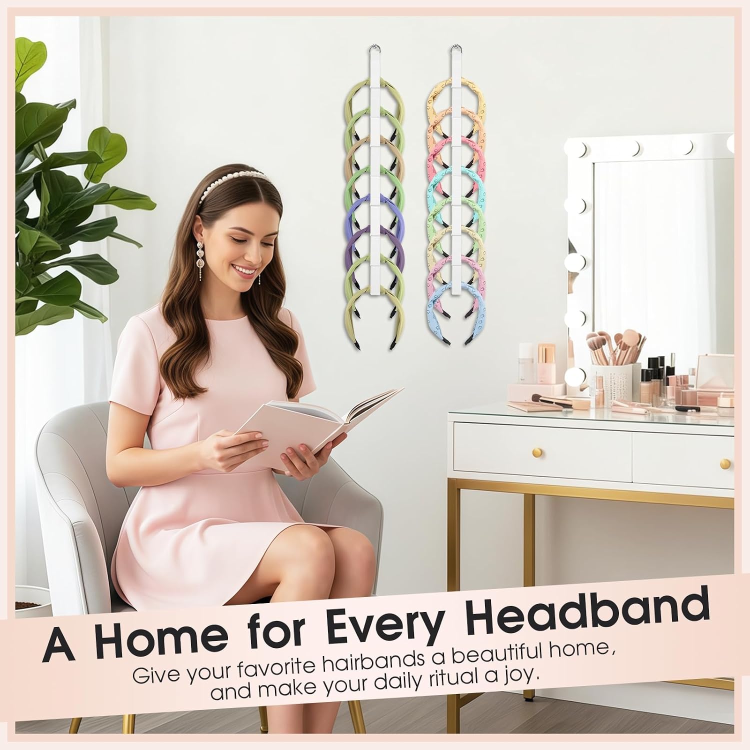 3 PCS Headband Holder Organizer for Girl，headband storage，Hanging Hairband Storage for Women，Headband organizer，White Hair Hoop Display Hair Accessories Organizer Bedroom College Dorm Decor ﻿