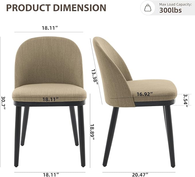 Wooden Dining Chairs Set of 6,Upholstered Kitchen Dining Room Chairs with Cur...