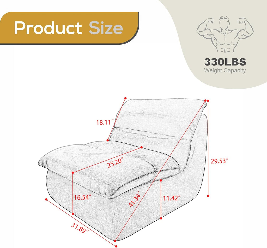 Dineli Bean Bag Chairs for Adults, Beanbag Chair Lounge Sofa Comfy Reading Chair for Bedroom & Living Room, Memory Foam Lazy Floor Couch, White