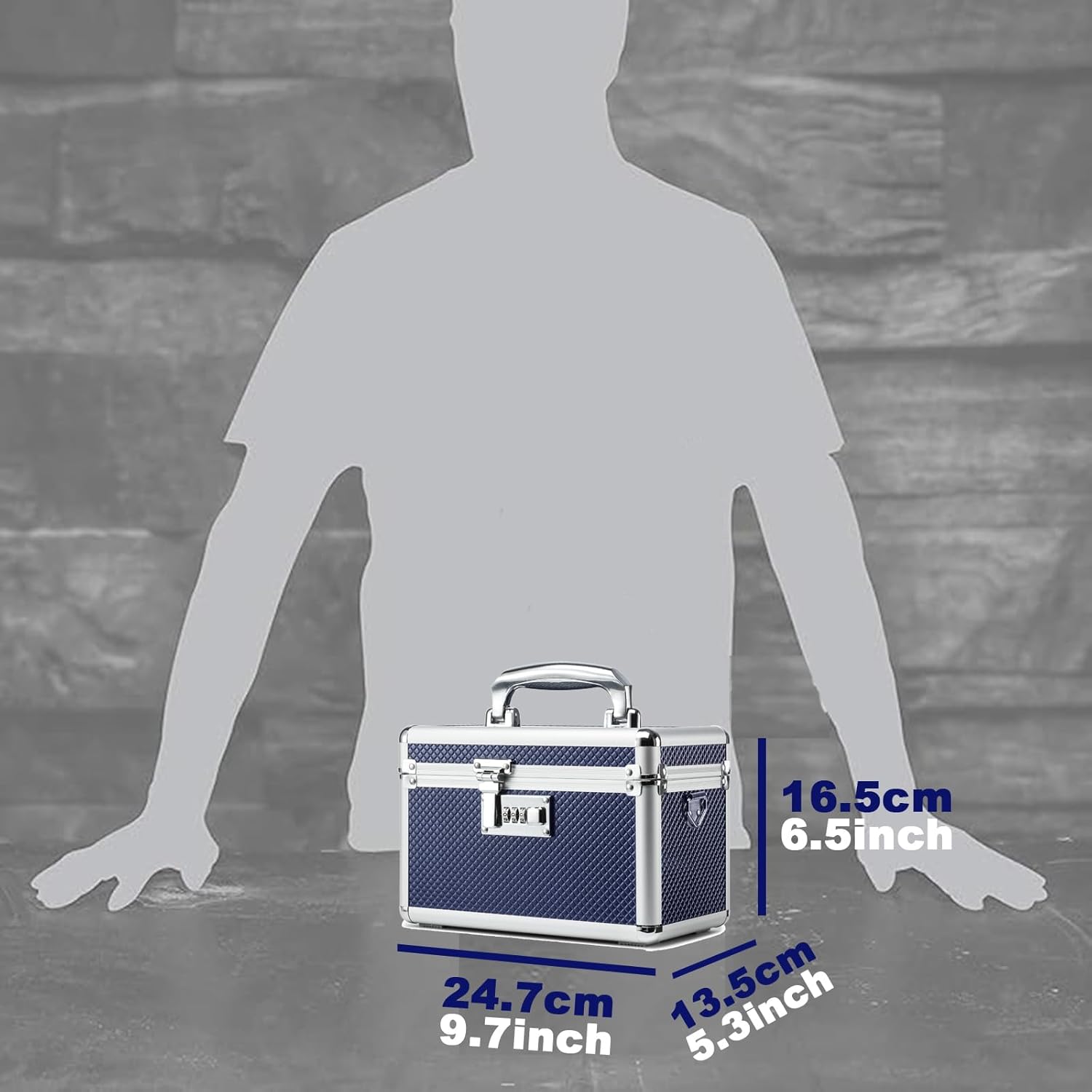 Storage Lock Box with Combination code, Lockable Medicine Storage Case, Empty First Aid Box, Security Lock Box, Multipurpose Lockbox for Home and Outdoor Use (Blue, Small)