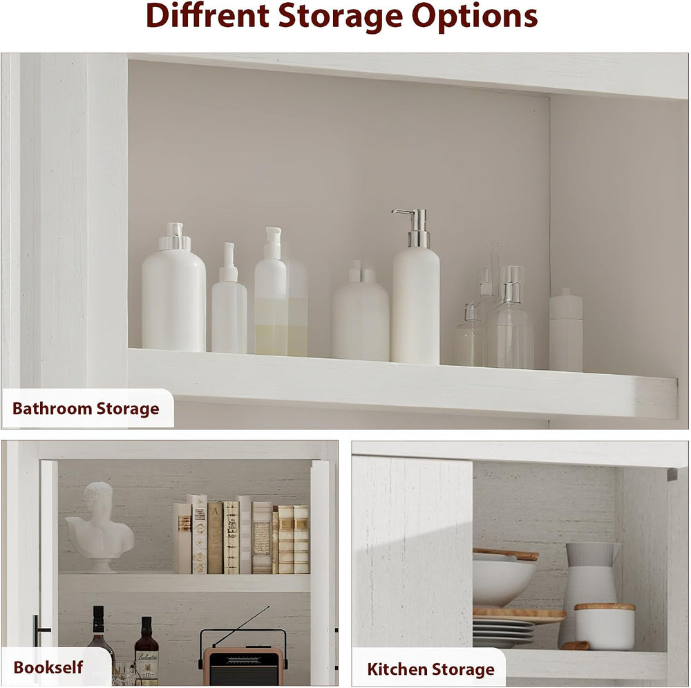GarveeHome Kitchen Storage Pantry, Pantry Storage Cabinet with 4 Doors & ...