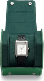 Oirlv Luxury Hexagonal Leather Watch Travel Case Single Watch Box for Men Portable Jewelry Storage Roll Organizer(1-Slot,Green)