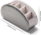 Remote Control Holders Organizer Box with 5 Compartment PU Leather Multi-functional Office Desk Storage Caddy Store Tv Remote for Media Player,Brush,Pencil,Glassees&Office Supplies (Sliver)