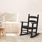 GnL Recsports Child's Wood Porch Rocker - Perfect for Indoor or Outdoor All Weather Rocker for Garden, Lawn, Balcony, Backyard and Patio Use - Suitable for 3-7 Years Old (Black)