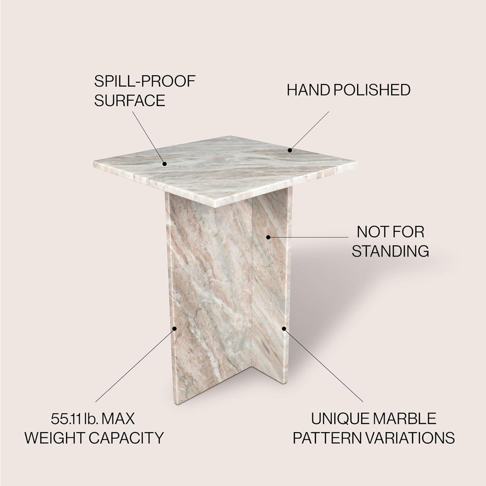 Eyely BTM1104A Thorne 18.5" Contemporary Natural Marble Handmade T-Shape...
