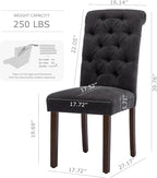 COLAMY Button Tufted Dining Chairs Set of 6, Parsons Upholstered Fabric Dining Room Chairs Kitchen Chairs with Wood Legs and Padded Seat, Black