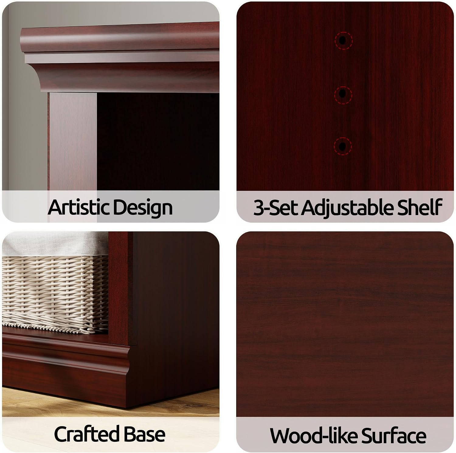70" Tall Mahogany Bookcase, 5 Tiers Narrow Bookshelf for Living Room | 15" Wide Book shelf, Book Case for Hallway Kitchen Home Office Bathroom, Open Storage Organizer with Adjustable Shelf