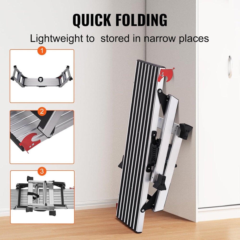 VEVOR Folding Work Platform, 40"×12"×20" Aluminum Drywall Stoo...