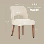 keoni Wooden Dining Chairs Set of 4, Mid Century Modern Upholstered Dining Room Chairs with Rubberwood Legs, Fabric Farmhouse Kitchen Chairs with Foot Pegs for Dining Room, Cream