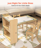 JOIN&JOY Kids Art Table and 2 Chair Set, Multifunctional Craft Table with Storage Shelves, Toddler Activity for Creativity, Drawing, Learning & Playtime | Toddler Activity Desk for Creativity, Drawing, Learning & Playtime