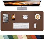 Leather Desk Pad Protector - Non-Slip PU Laptop Mat for Office/Home - Waterproof Writing Pad (31.5"x15.7", Brown)