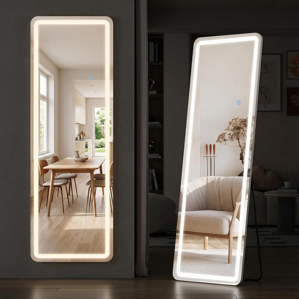 Full Length Mirror with Lights, 64"x21" LED Lighted Full Body Floor...