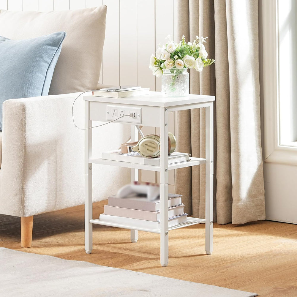 HOOBRO Side Table with Charging Station and USB Port, Small End Table for Sma...