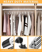 Closet Rod, 17 to 39 Inch Heavy Duty Adjustable Metal Clothing Rack for Hanging Clothes, Closet Poles for Wardrobes, Laundry, Durable Steel, White