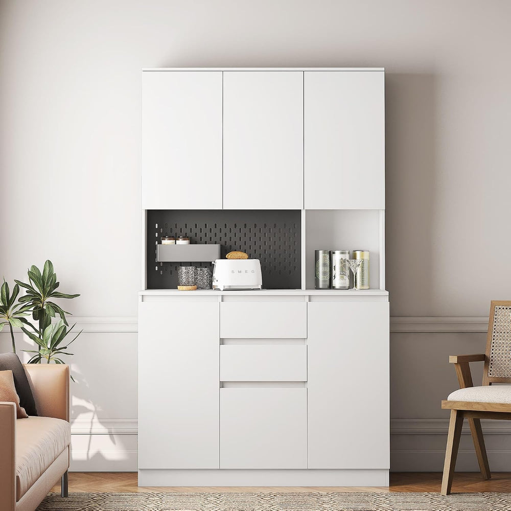 ZeHuoGe 74" Kitchen Pantry Cabinet with Charging Station,Freestanding St...