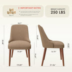 Dining Chairs Set of 6, Upholstered Dining Room Chair with Wood Legs, High-Back Padded Kitchen Chairs for Dining Room/Restaurant/Cafe, Camel