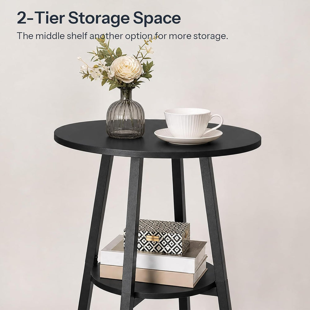 HOOBRO 3 Pieces Round Bar Height Table and Chairs Set, Round Dining Table Set...