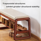 Shoe Rack Bench, Solid Wood Entryway Bench, Shoe Storage with Cushion Seat for Entry, Hallway (Beige-39.4")
