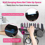 Wall Mount Hair Holder Compatible With Dyson Airwrap and Hair Dryer, Upgraded 2-in-1 Magnetic Dryer Holder Fit for Accessories Nozzles Barrels Brushes