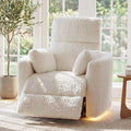 Power Swivel Rocker Recliner, Large Nursery Glider, USB A&C, Beige | Fluffy Plush Nursery Chair w/ 2 Pillows, USB and Type-C Ports, Night Light,for Living Room,Bedroom,Nursery