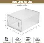Shoe Storage Boxes 18 Pack Clear Plastic Stackable – White Shoe Organizer Box w/ Door for Closet, Entryway & Bedroom – Foldable Plastic Shoe Cabinet Storage for Men’s & Women’s Shoes (US Size 5–10)