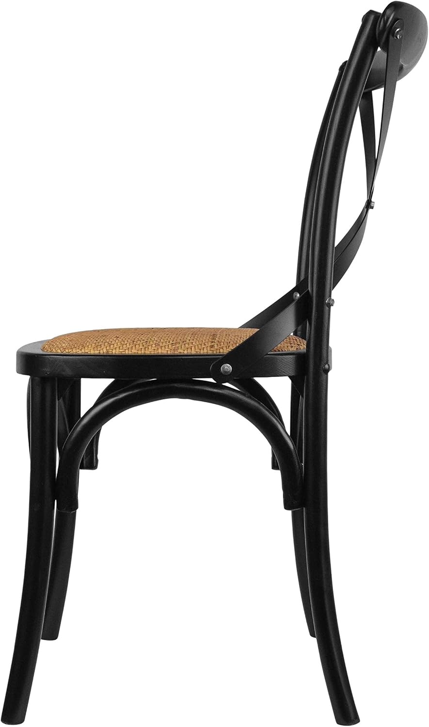 2xhome Wooden X Back Dining Chair | Woven Rattan Seat with Metal Cross Back |...