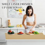 Beautysaid Shelf and Drawer Liner for Kitchen Cabinet, Non Adhesive Non Slip Shelf Paper Waterproof Washable Thickened for Dresser Pantry Shelve Bathroom Protector Liner(Beige,12 in x 10 FT)