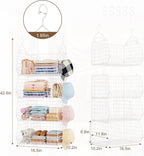 4 Tier Extra Large Hanging Closet Organizer,Closet Organizer Hanging with 5 S Hooks 4 Dividers,Clothes Organizer Clothing Sweaters Clutches Handbags Hats Accessories-White