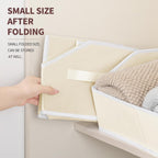 Clothes Organizers and Storage - Fabric Cube Bins with Handles, Storage Baskets for Shelves, Trapezoid Collapsible Boxes for Home, Dorm, Office, 10 Pack, Beige