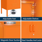 Orange Lockable Metal TV Stand Entertainment Center, Heavy Duty Storage Cabinet Supports 80+ Inch TVs, Multifunctional Media Console for Home Living Room Office 22" H X 35.4" W X 13.8" D