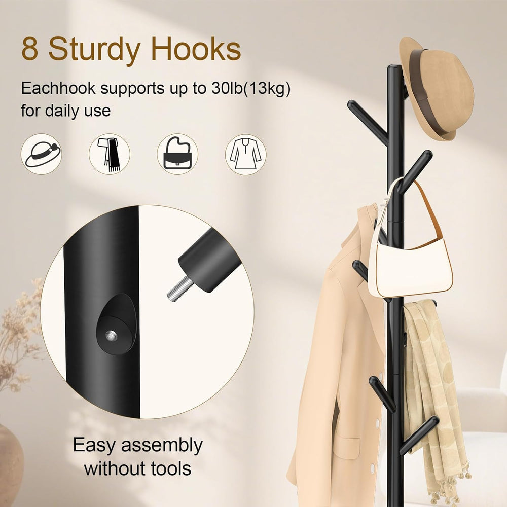 Coat Rack Freestanding with Stable Square Base for Cloathes, Hat, Used in Bed...