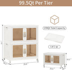 Large Clear Stackable Storage Bins with Lids, Foldable Storage Cabinet for Closet Organizers and Storage, Plastic Storage Box with Wheels 597 QT