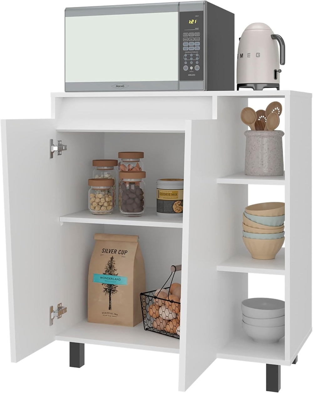 Tuhome Cesna Microwave Sideboard Kitchen Pantry Cabinet, 36.3" Freestand...