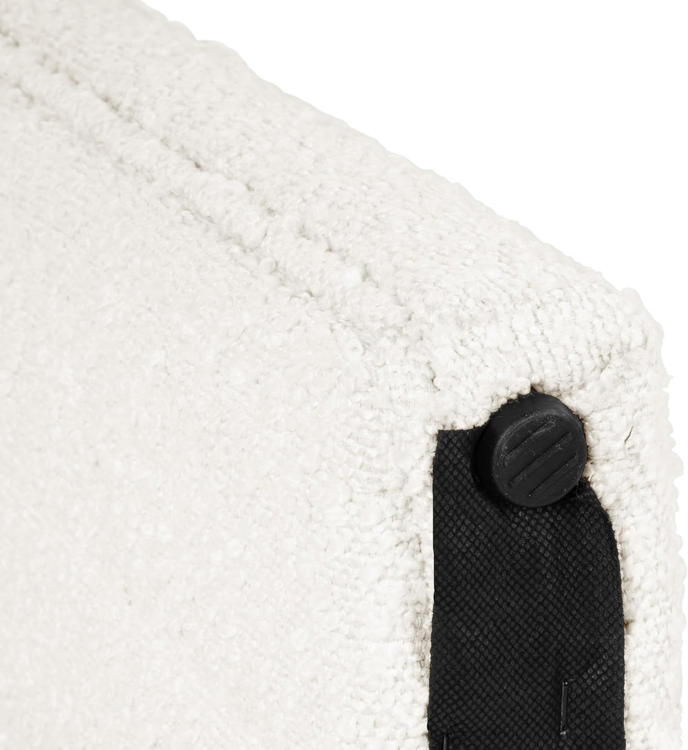 HomePop 19" Modern Channel Tufted Ottoman - Cream Boucle