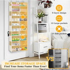 Over the Door Organizer 5 Tiers,Extra Large Behind Door Storage of 10 Compartments,80 lbs Weight Capacity Over the Door Storage, Door Hanging Organizer for Closet, Diaper Organizer (Camel)